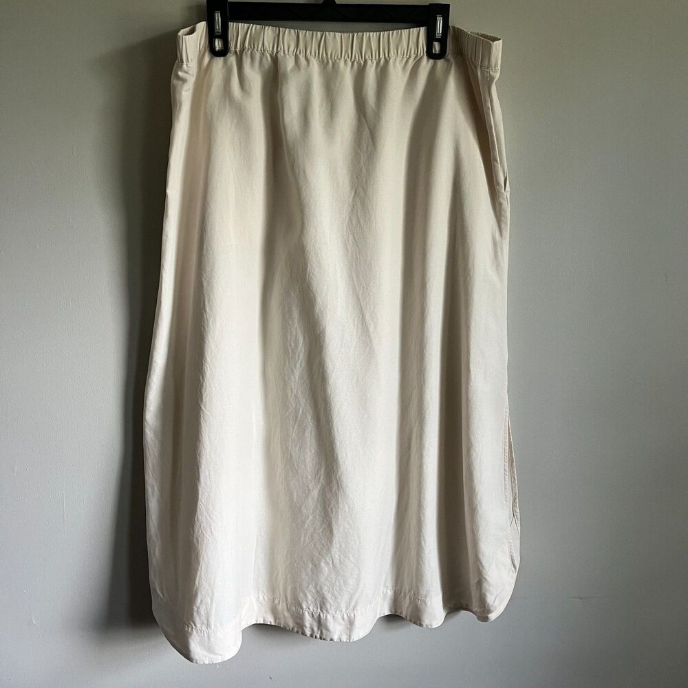 Haven Well Within Midi/Maxi Skirt Women's XXL Cream Tencel Linen Blend Pockets